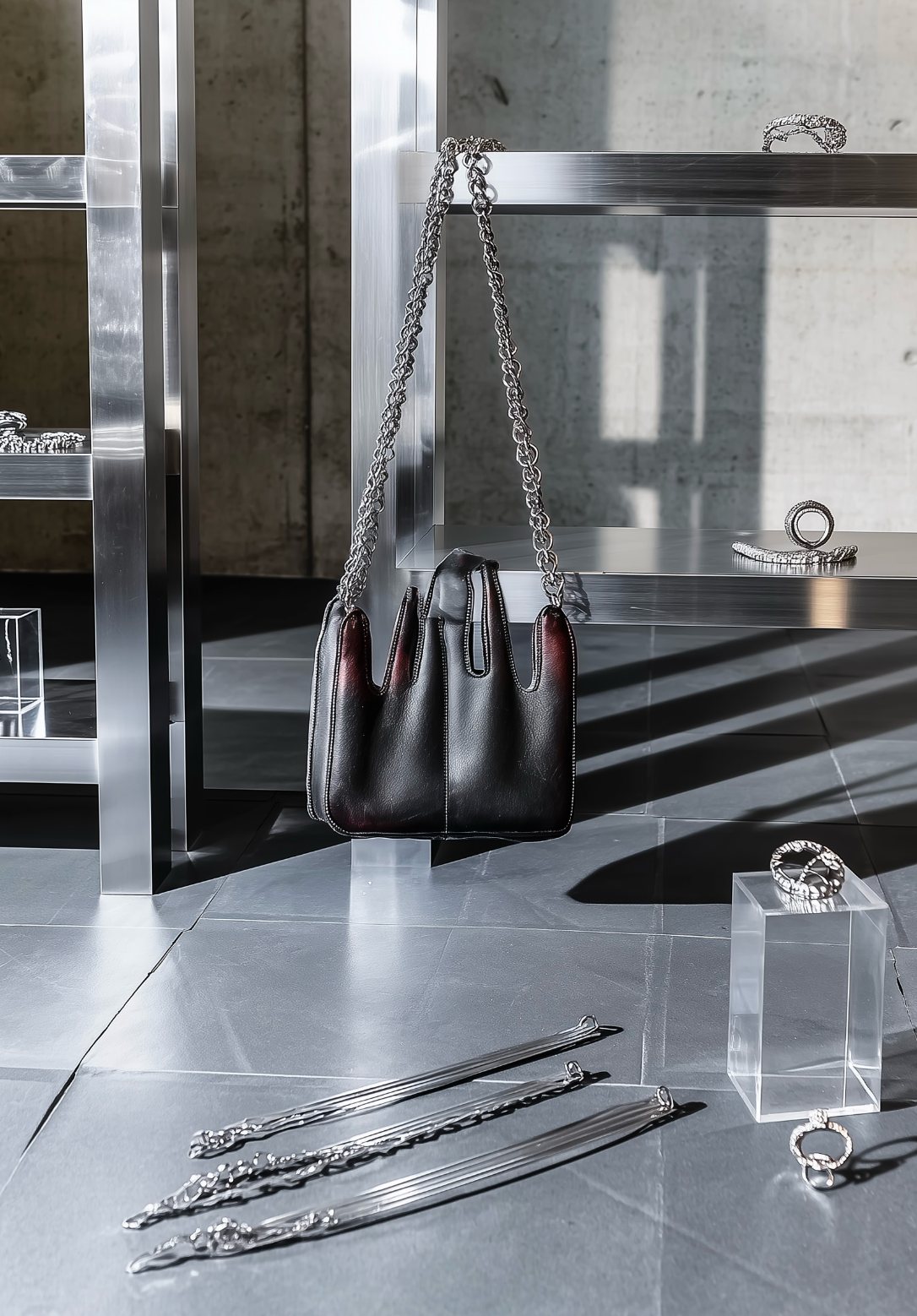 Bag hanging on a rail