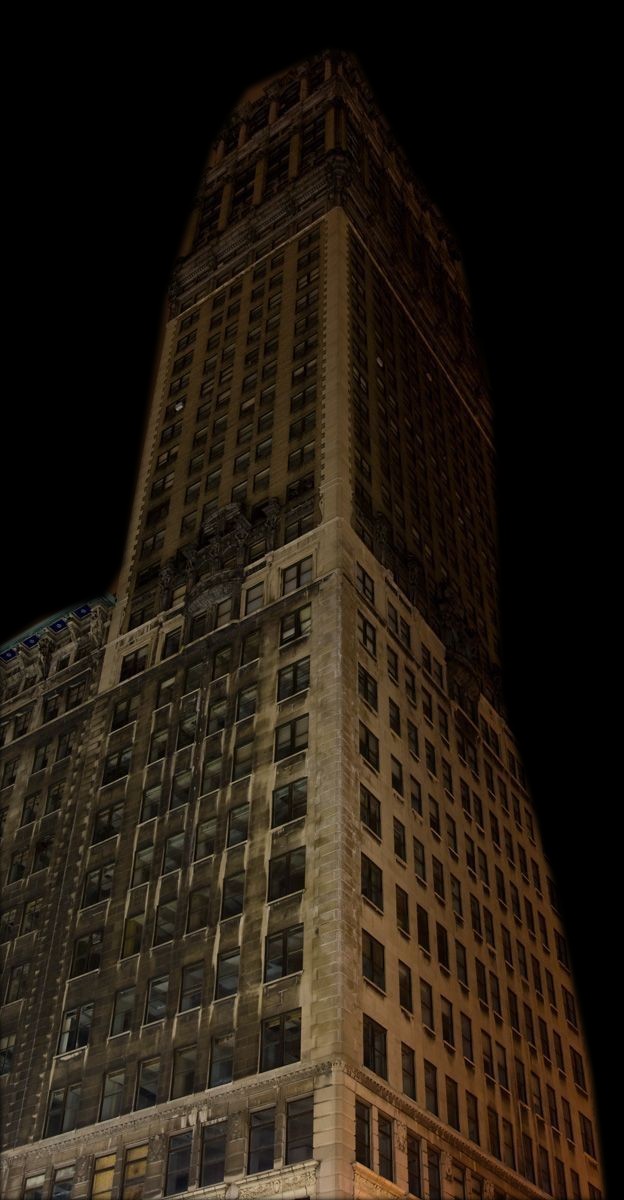 Tower at night, seen from below
