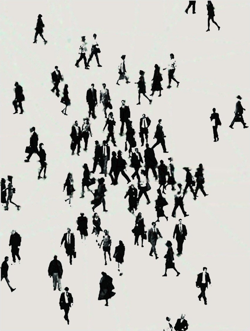 A crowd of isolated people